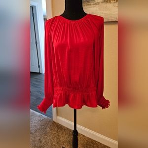 H & M Red Silk Blouse Size 16